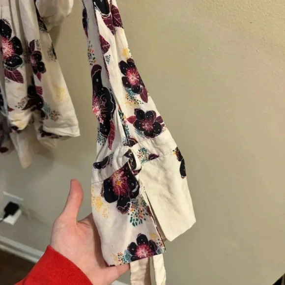 Free People Tuscan Dream Tunic Long Sleeve Off White Purple Floral Womens S - Picture 10 of 11